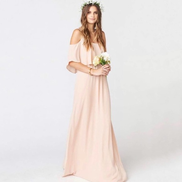 Show Me Your Mumu Caitlin Ruffle Maxi Dress Blush - Picture 1 of 13